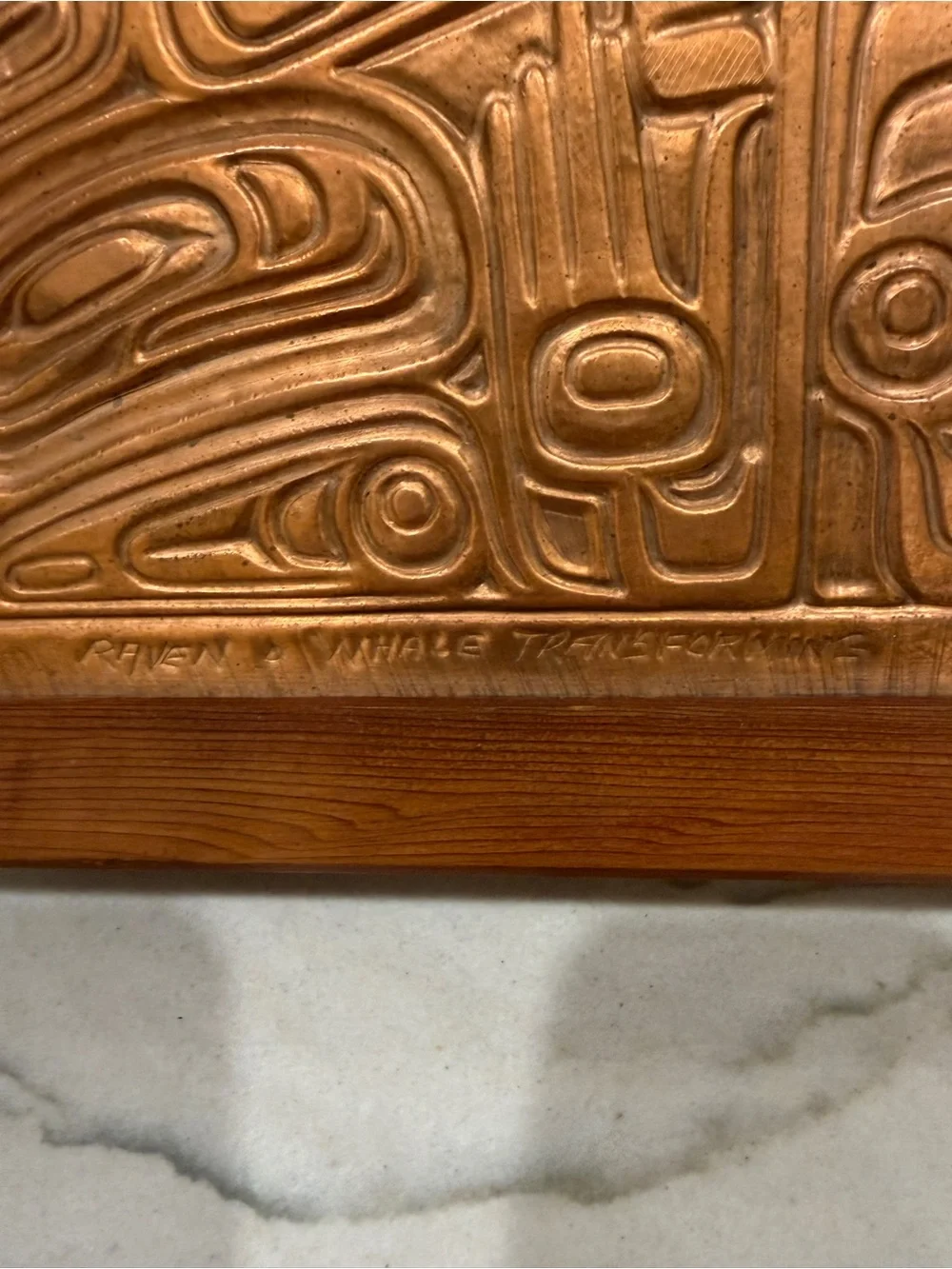 Large 1997 Joseph Paul Illg Copper Relief Art Panel Raven Whale Keepsake Box - Picture 3 of 15